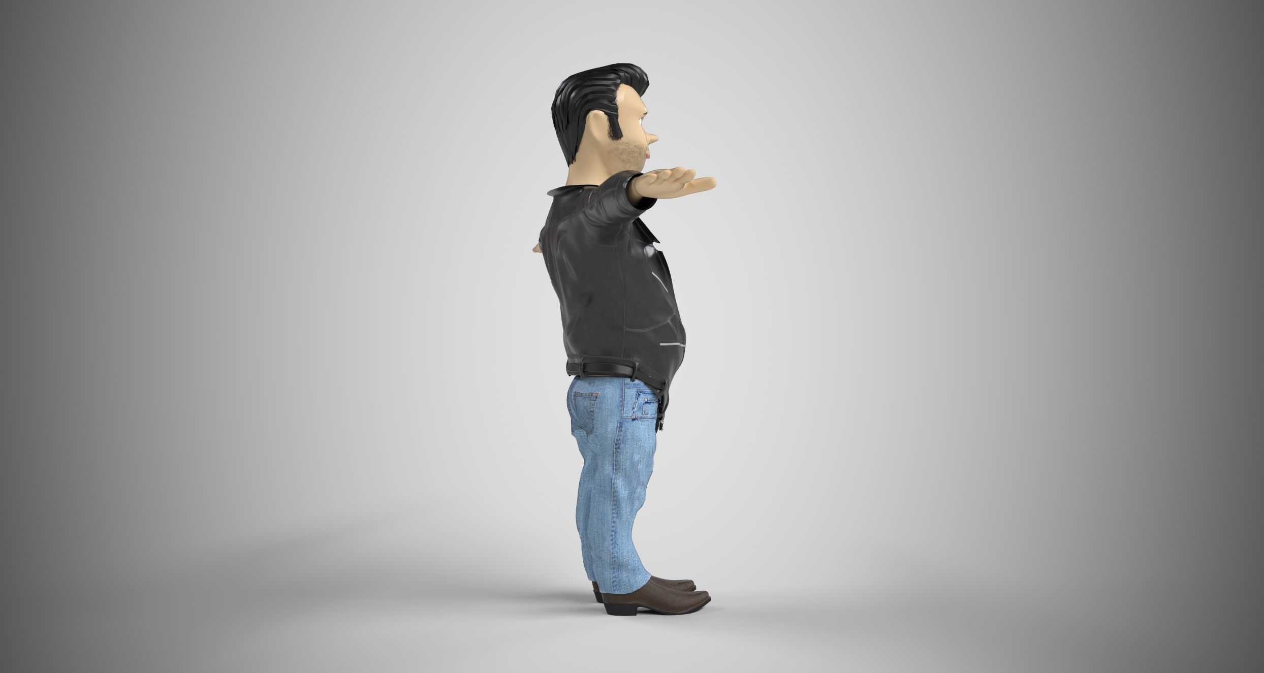Rockabilly Stylized Character Low-poly 3D model_5