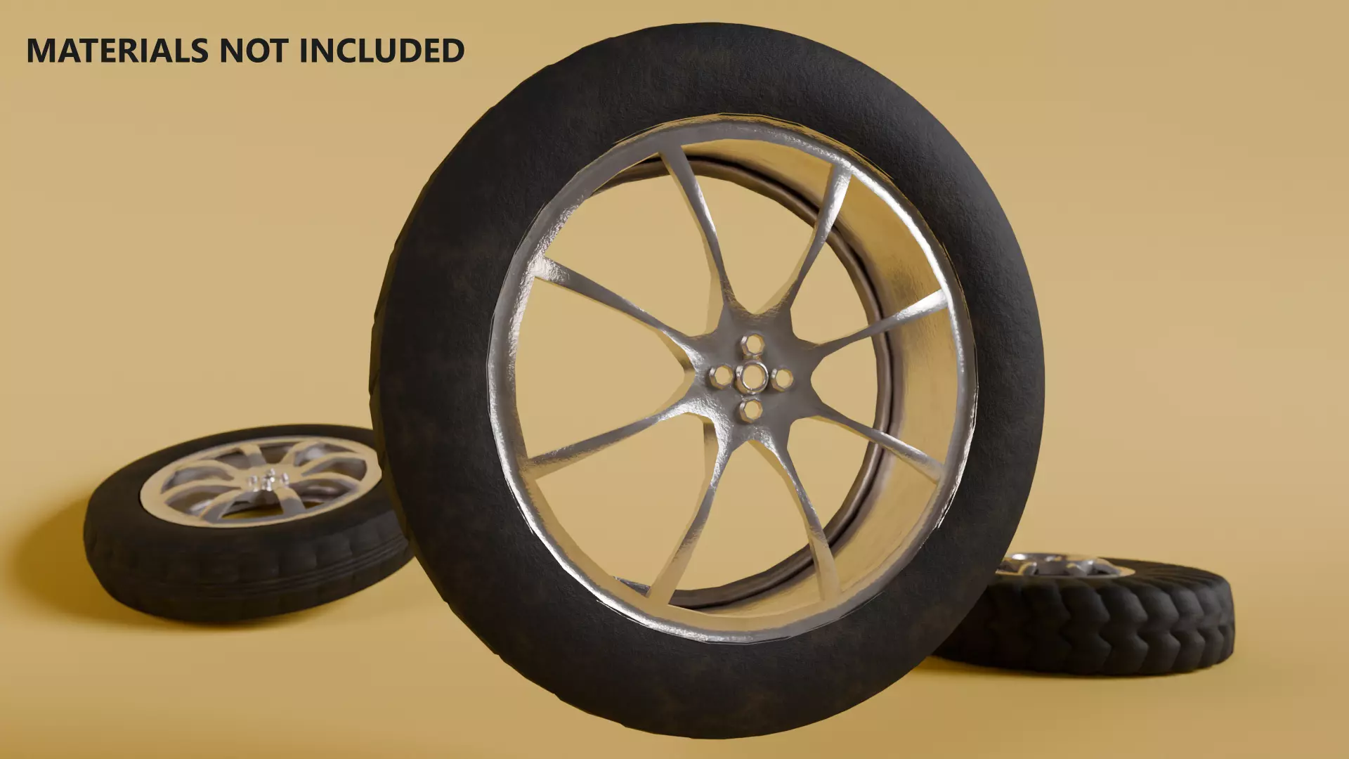 3 Low Poly Tire Set Free low-poly 3D model