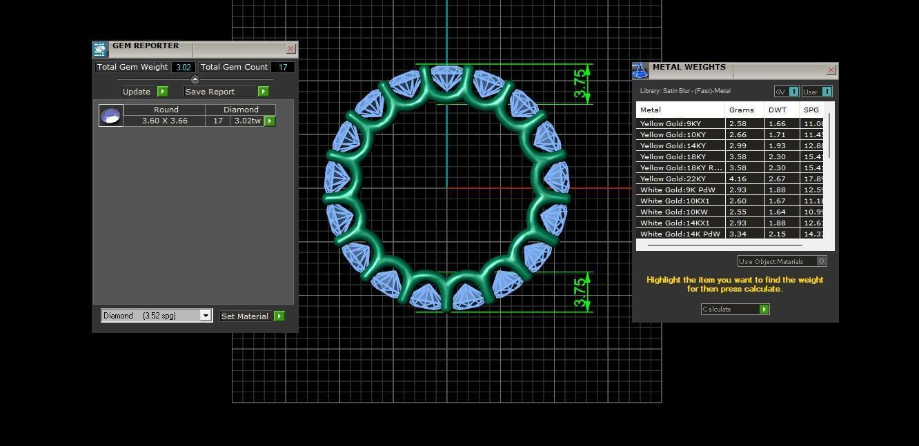 U Shaped Eternity Ring 3 point 6 mm stone size swiss 9 and EU49 3D print model_3