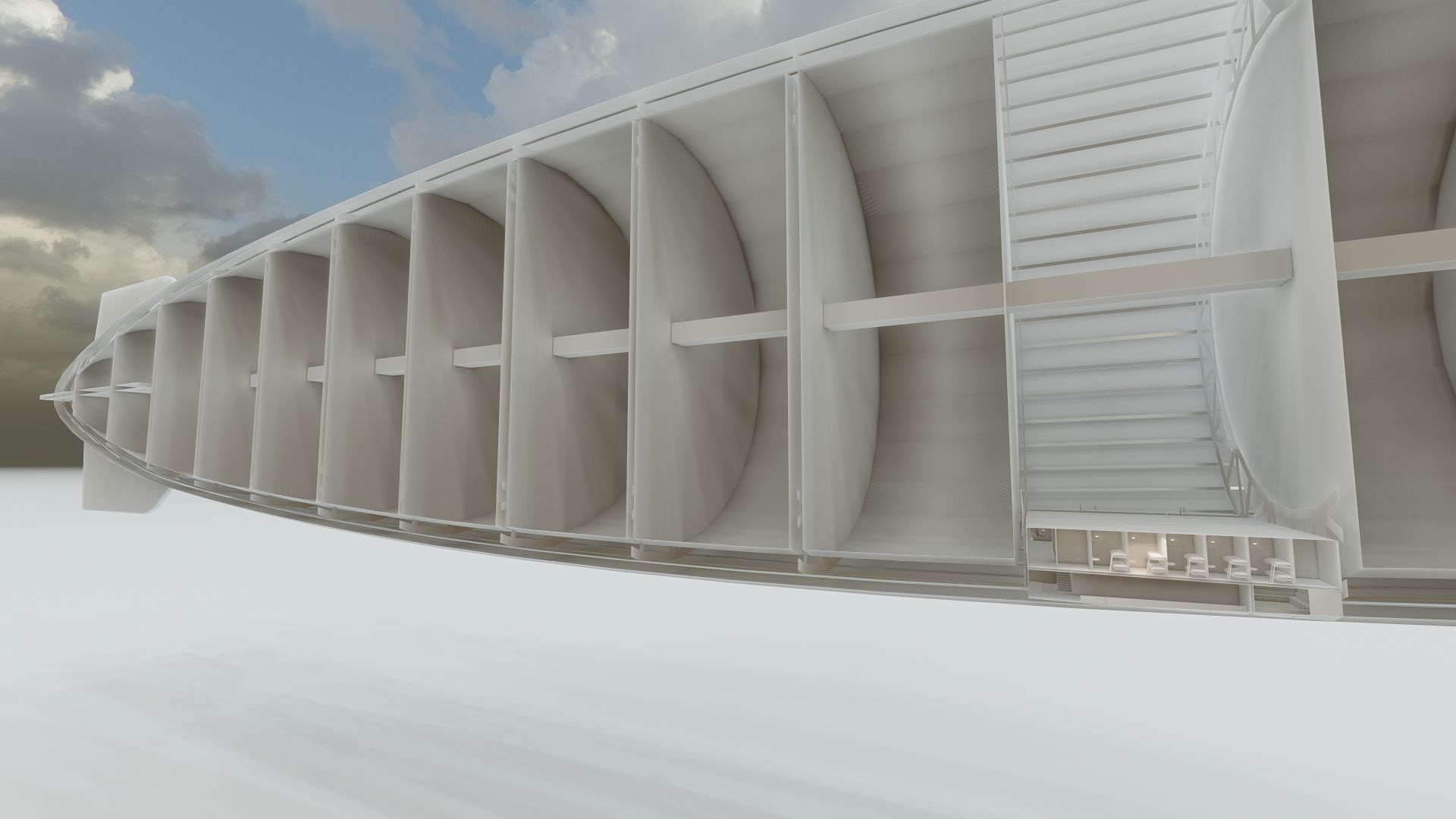 Hindenburg zeppelin with interior 3D model_28