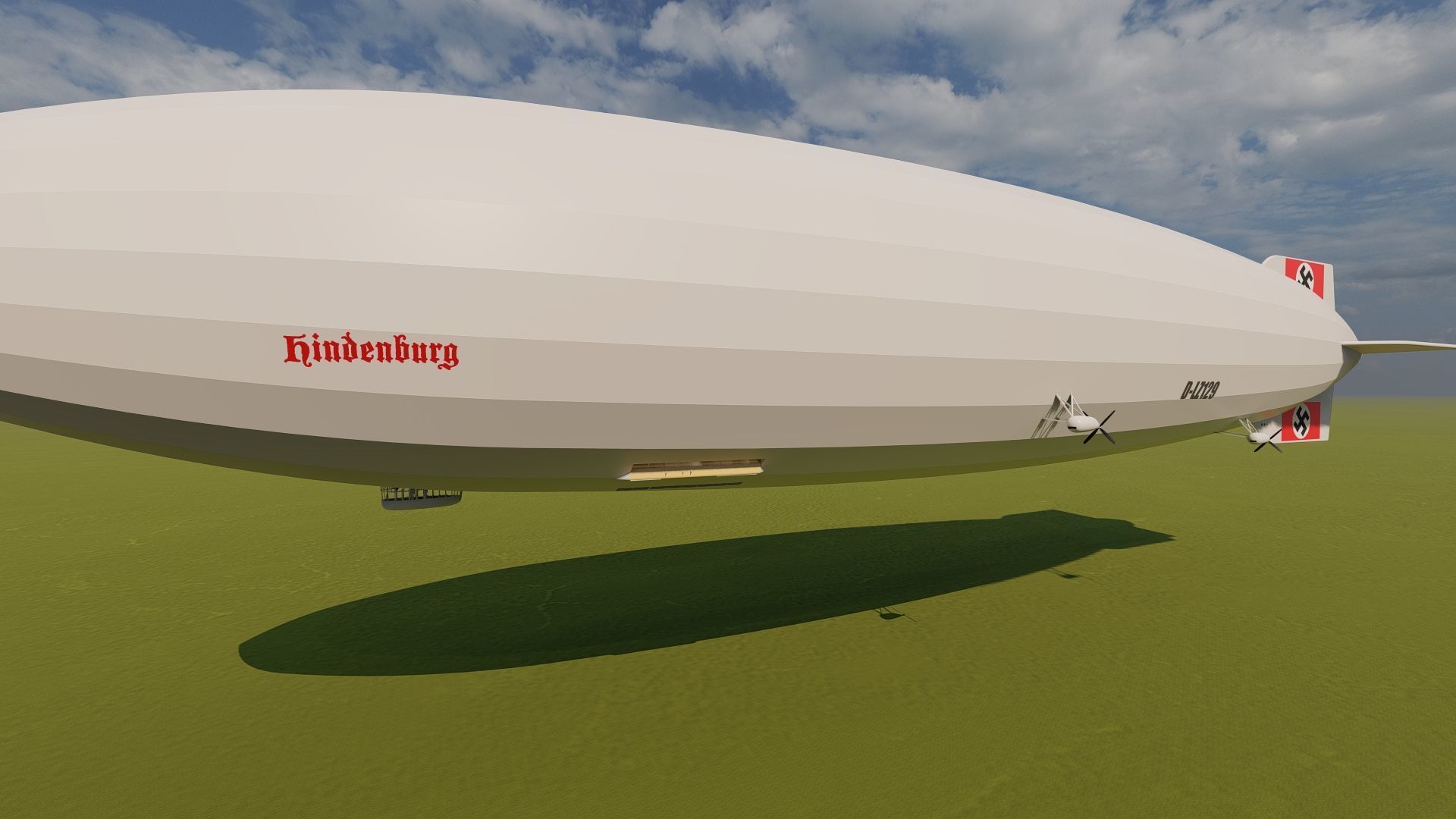 Hindenburg zeppelin with interior 3D model_1