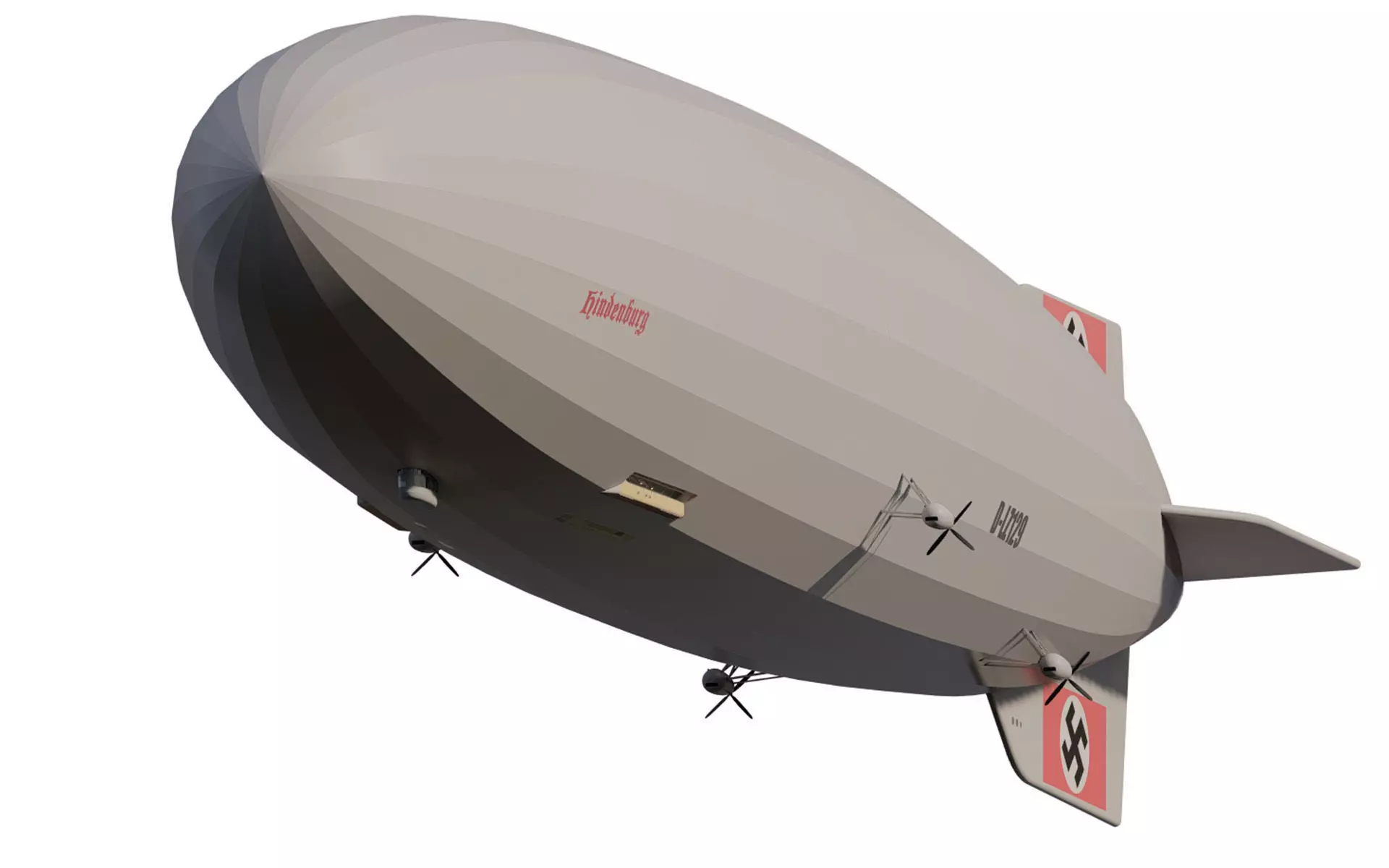 Hindenburg zeppelin with interior 3D model_0