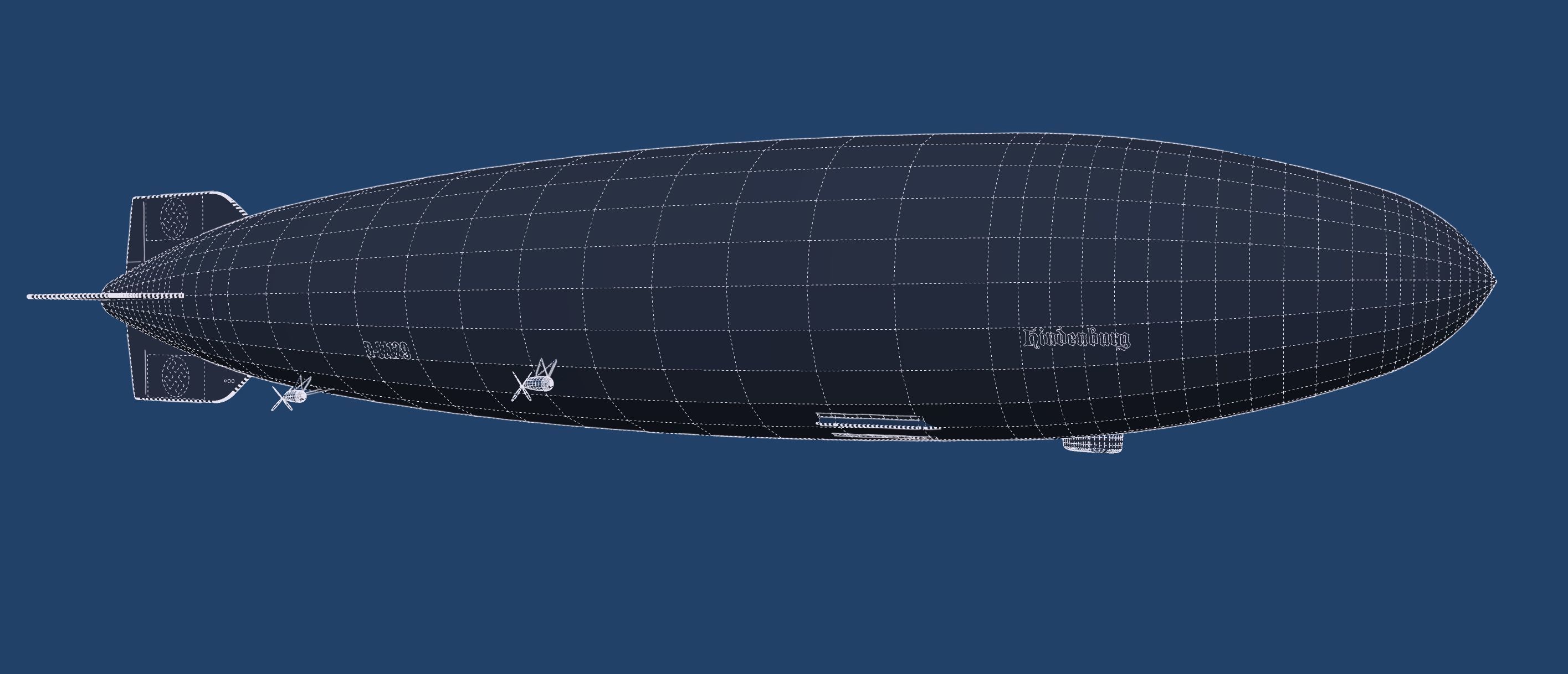 Hindenburg zeppelin with interior 3D model_29