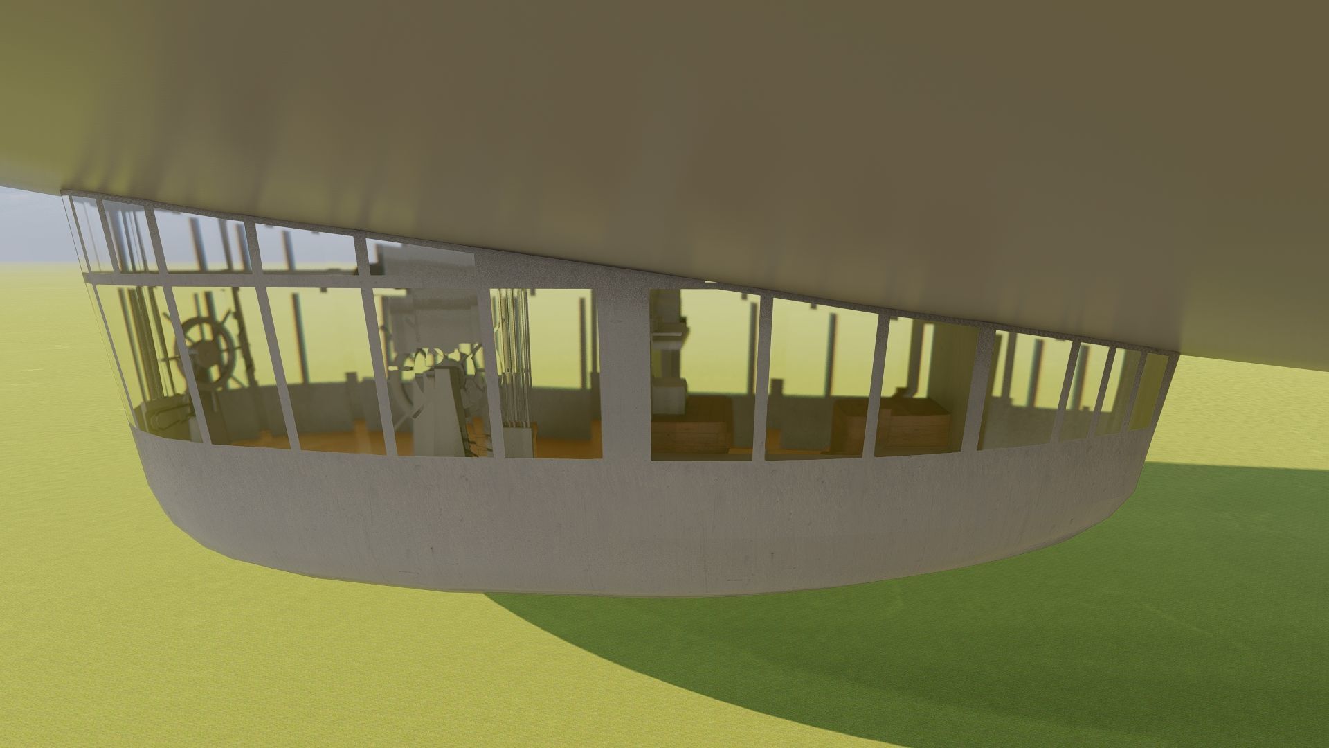 Hindenburg zeppelin with interior 3D model_4