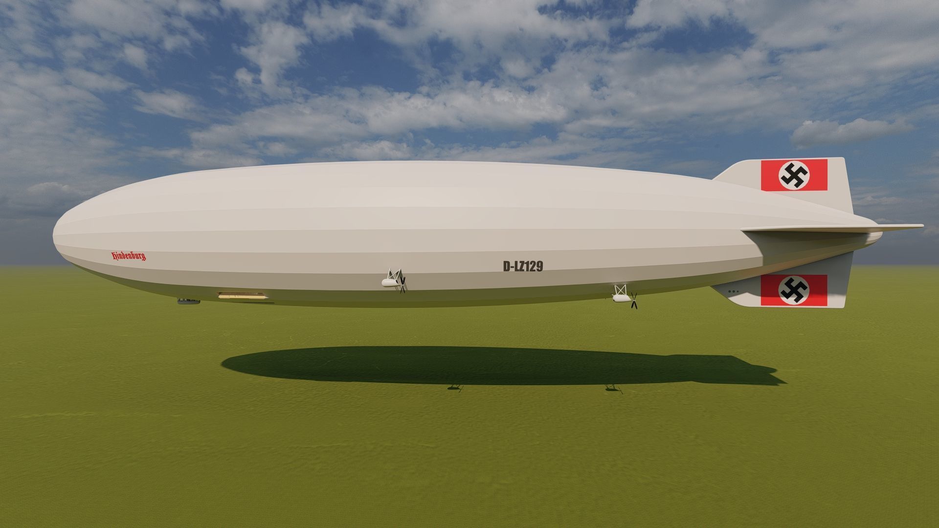 Hindenburg zeppelin with interior 3D model_2