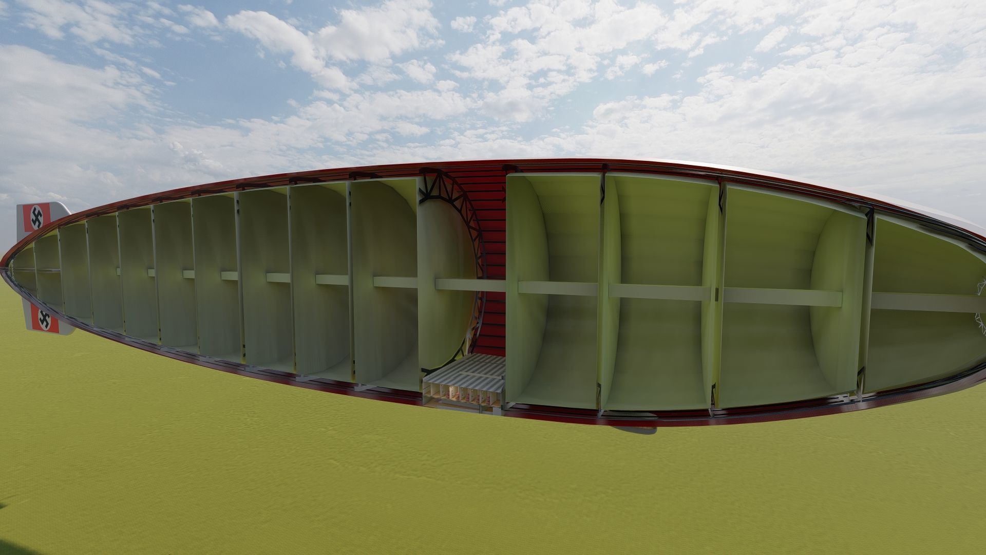 Hindenburg zeppelin with interior 3D model_20