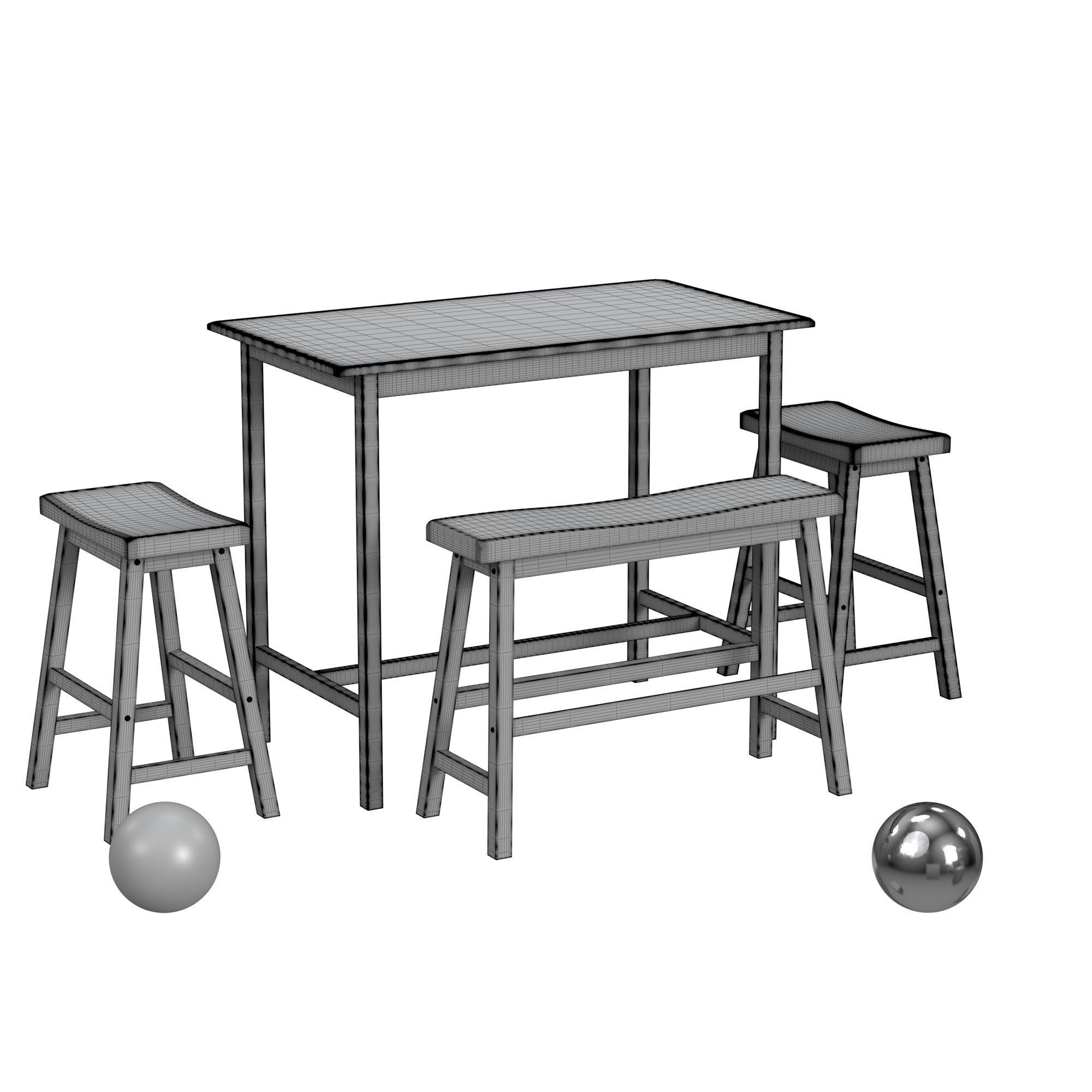 Safavieh Ronin 4 Pc Set Pub Table 3D model_3
