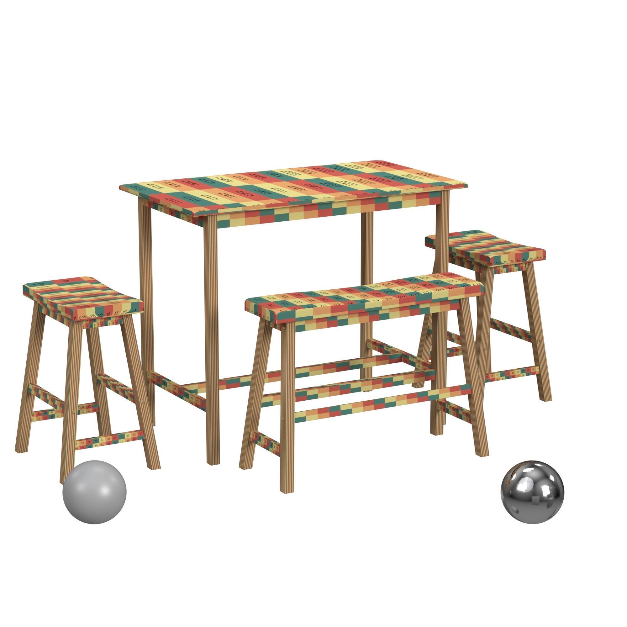 Safavieh Ronin 4 Pc Set Pub Table 3D model_2