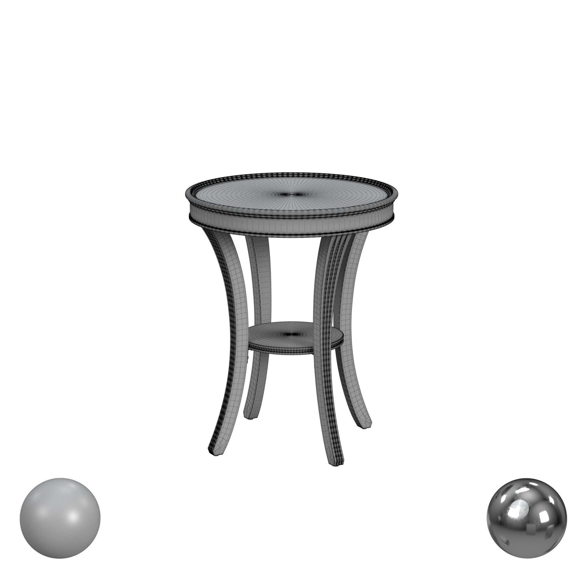 Sanctuary Round Mirrored Accent Table 3D model_3
