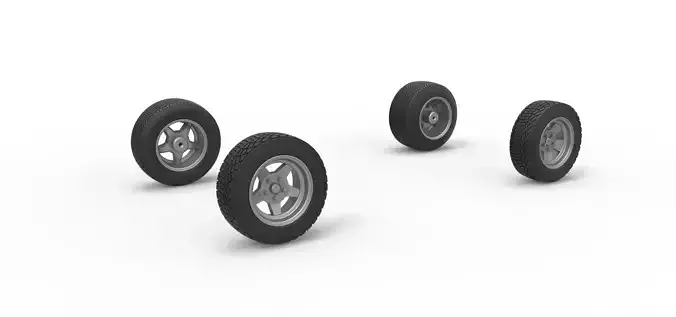 Wheel set of BriSCA Formula 1 Stock Car for Dirt Scale 1 to 25