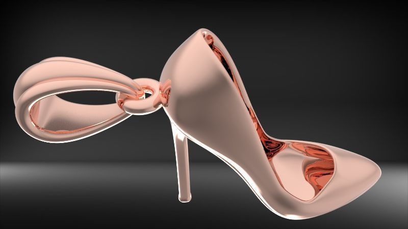  Ladies High Heel Pendant Necklace Jewelry 3D print model_2