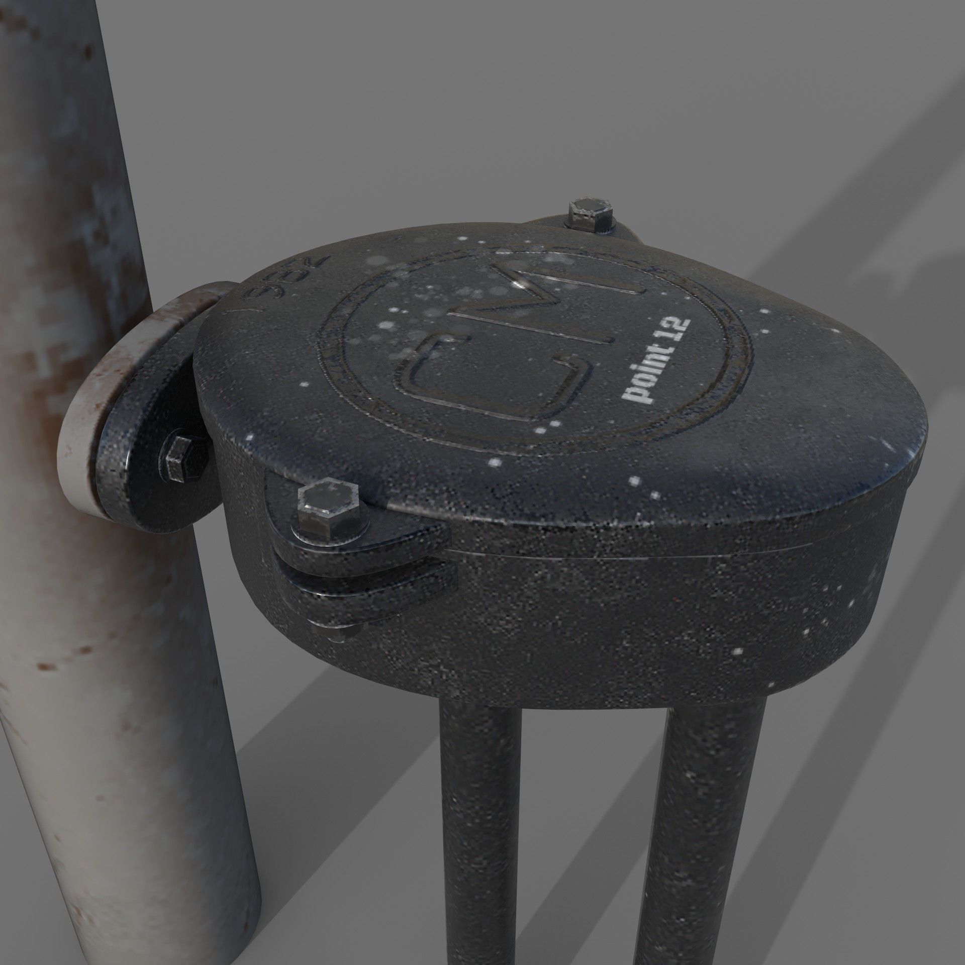 Alarm pole game ready Low-poly 3D model_10