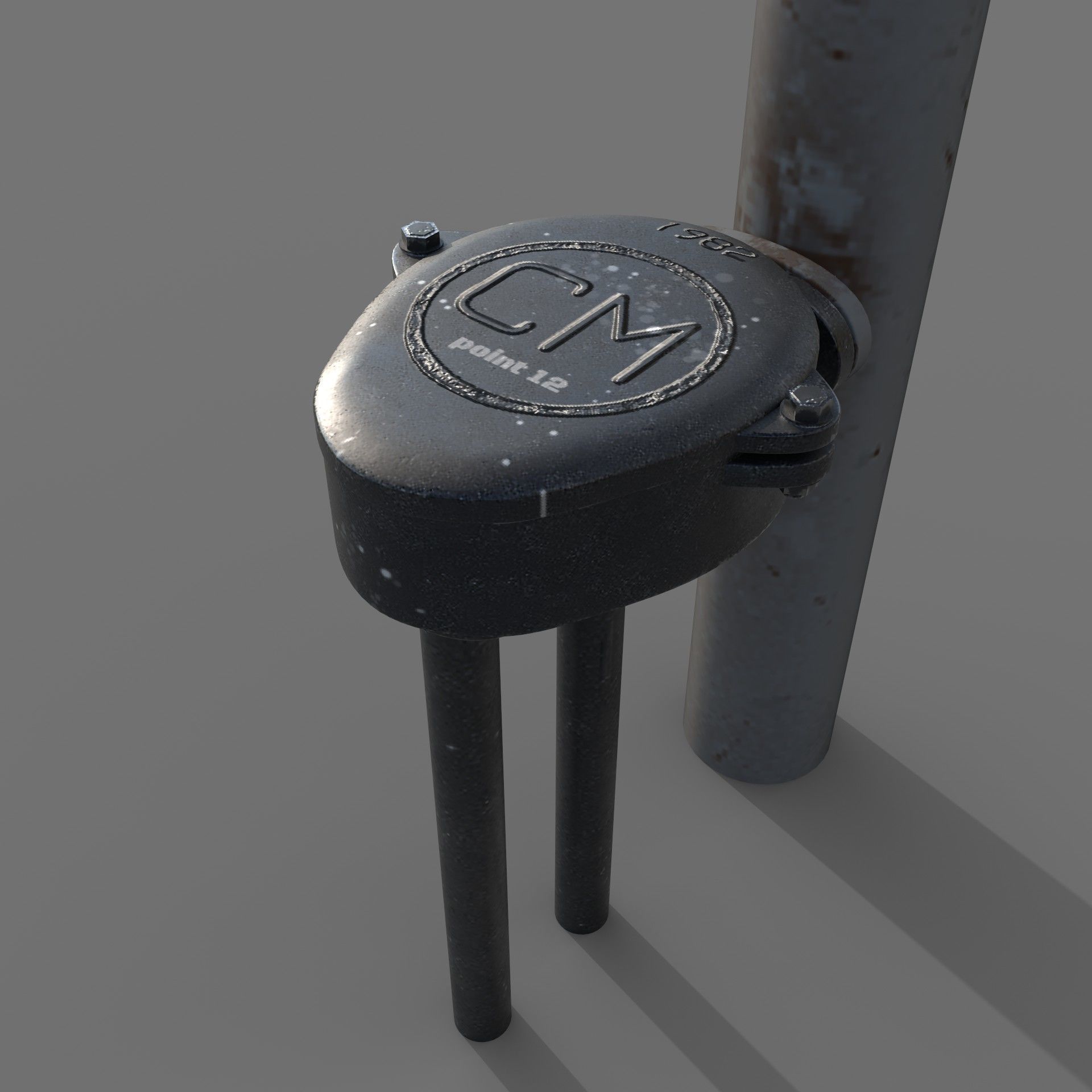 Alarm pole game ready Low-poly 3D model_9