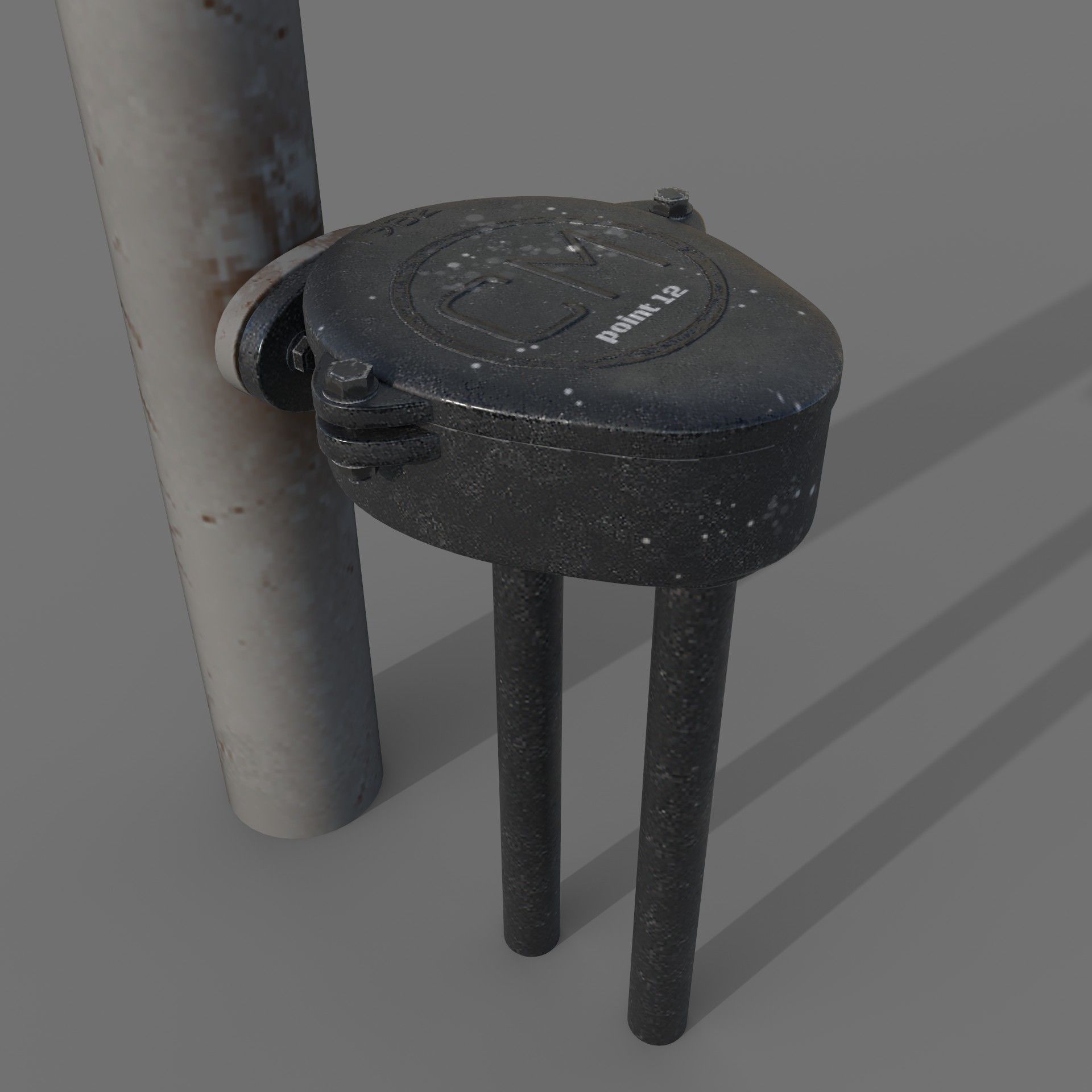 Alarm pole game ready Low-poly 3D model_8
