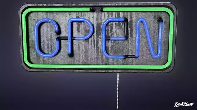 DIVE BAR - Open Neon Sign 01 - LOW POLY