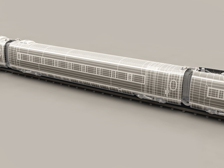 ICE 3 high speed train on tracks 3D model_20