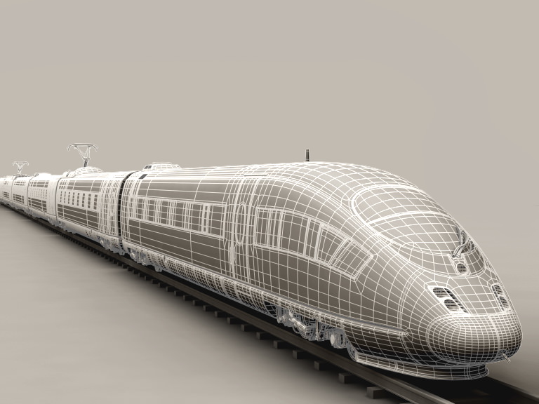 ICE 3 high speed train on tracks 3D model_23