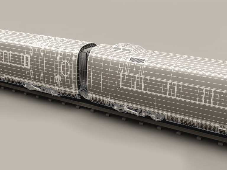 ICE 3 high speed train on tracks 3D model_14