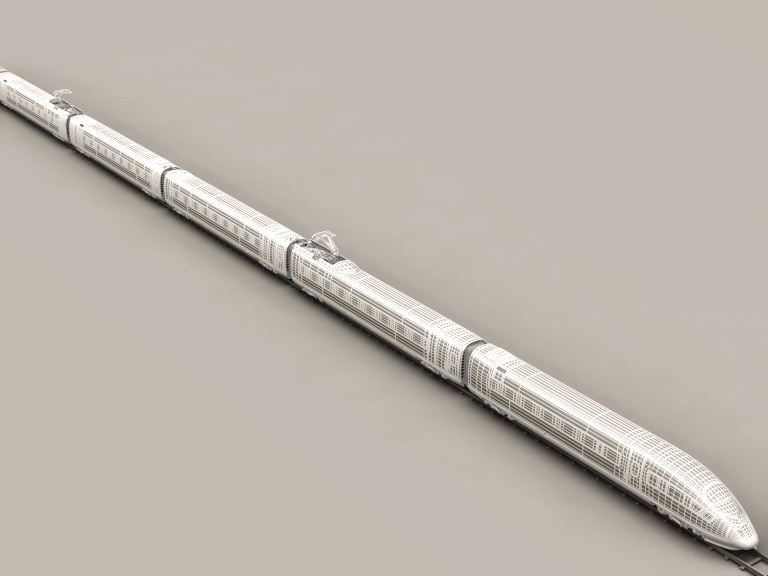 ICE 3 high speed train on tracks 3D model_13