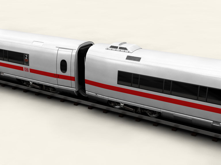 ICE 3 high speed train on tracks 3D model_3