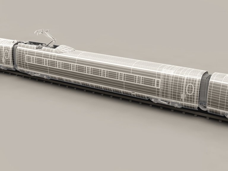 ICE 3 high speed train on tracks 3D model_21