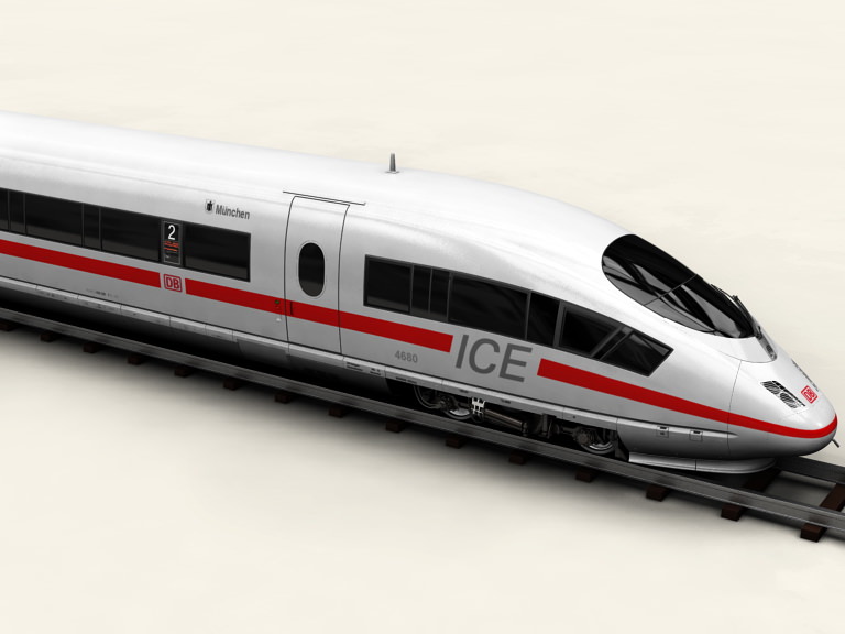 ICE 3 high speed train on tracks 3D model_2