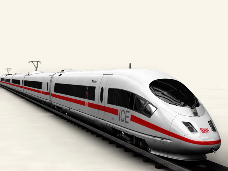 ICE 3 high speed train on tracks 3D model_11