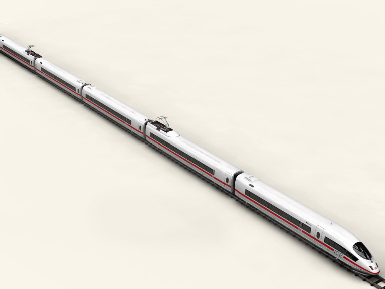 ICE 3 high speed train on tracks 3D model_1