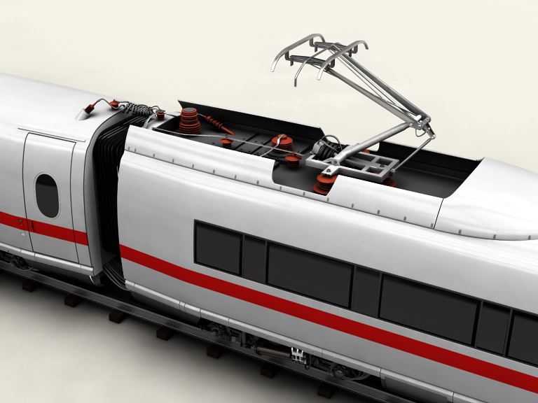 ICE 3 high speed train on tracks 3D model_9
