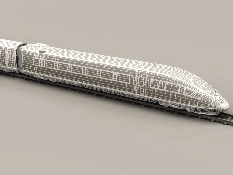 ICE 3 high speed train on tracks 3D model_17
