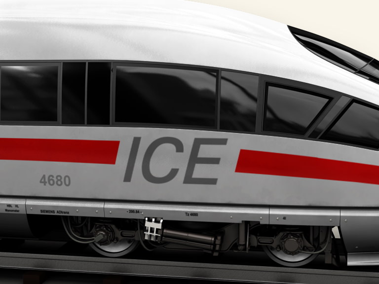 ICE 3 high speed train on tracks 3D model_4