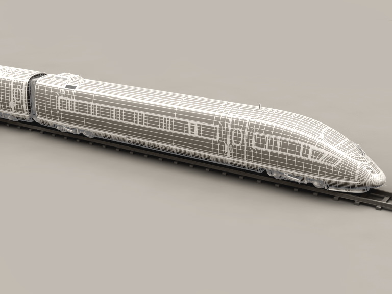 ICE 3 high speed train on tracks 3D model_19