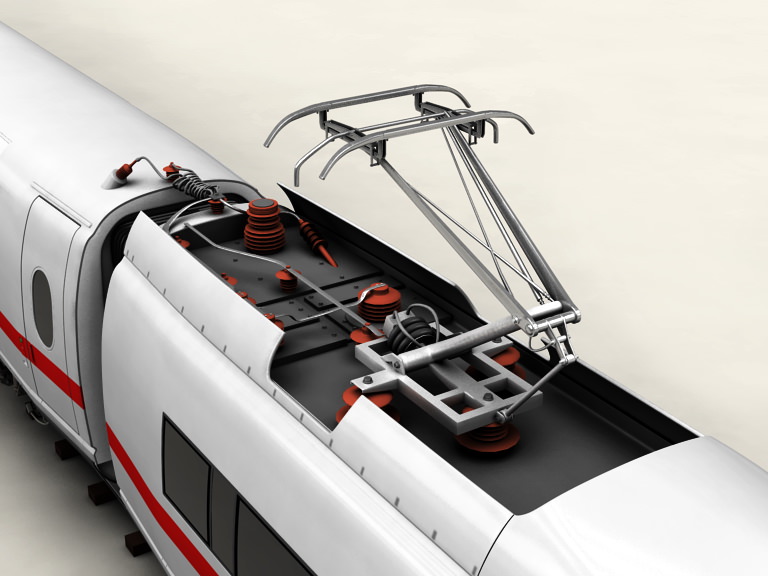 ICE 3 high speed train on tracks 3D model_10