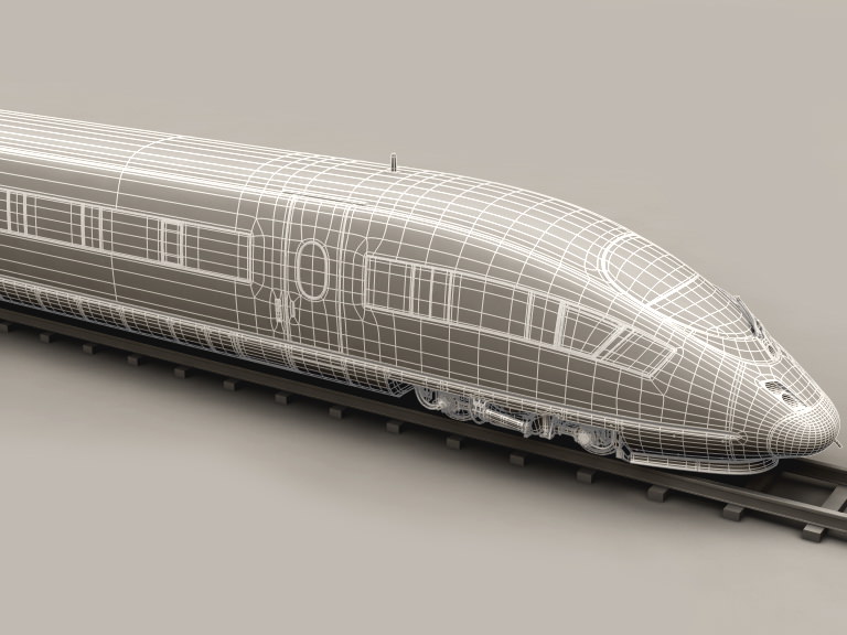 ICE 3 high speed train on tracks 3D model_15