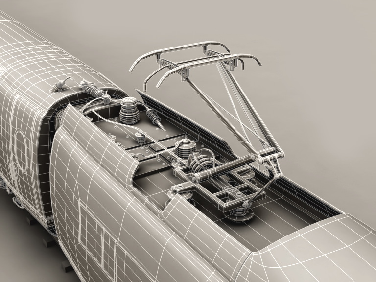 ICE 3 high speed train on tracks 3D model_24