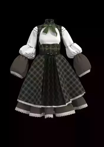 Historical Dress 3D Model - High Quality with UV Mapping