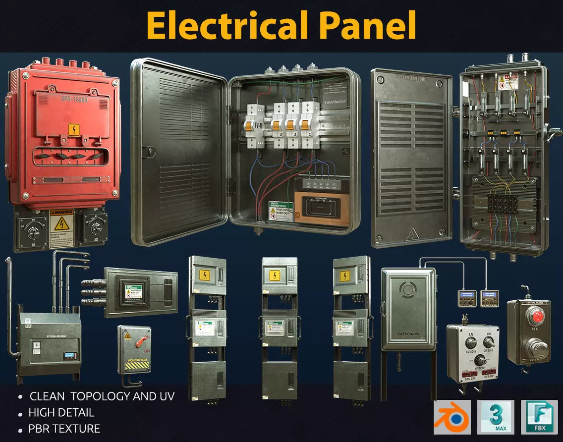 Electrical Boxes and Panels Pack 3D model