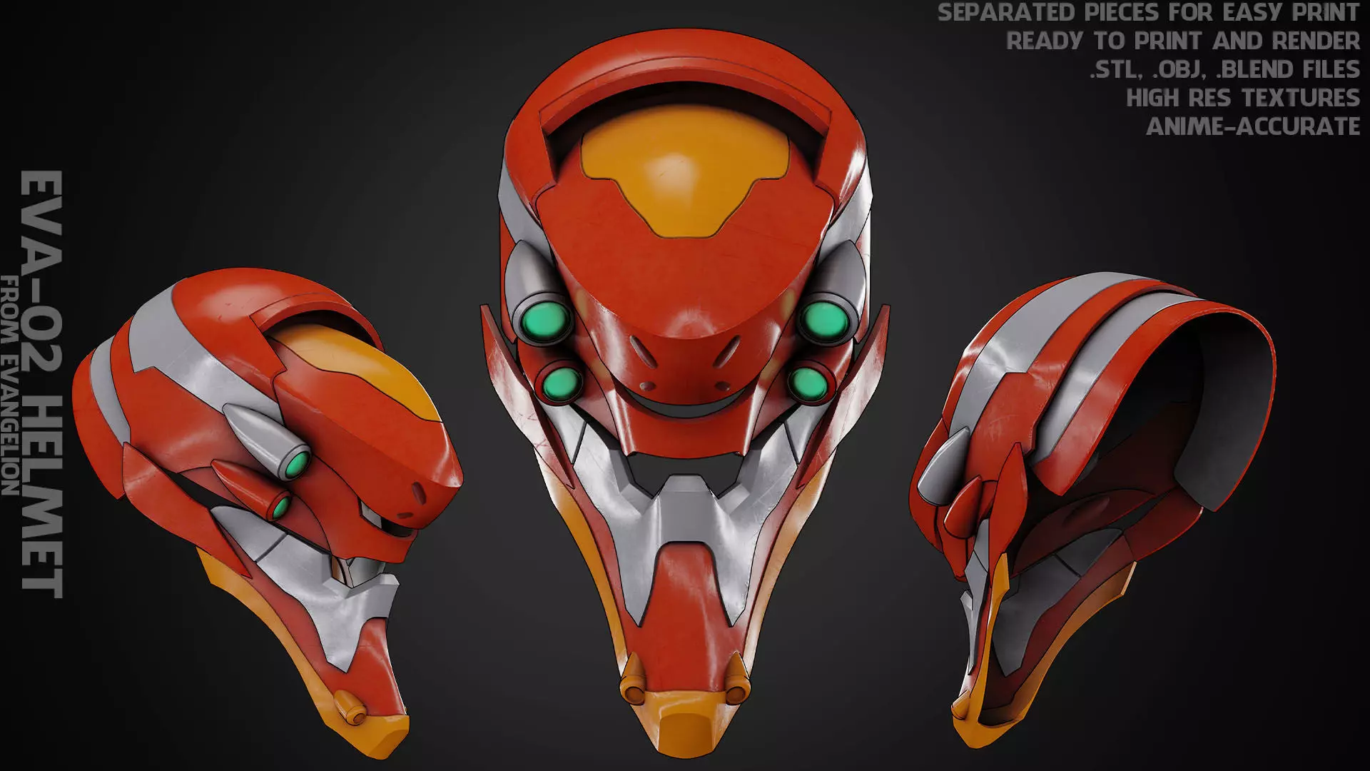 Evangelion EVA-02 Helmet for Cosplay 3D print model_0