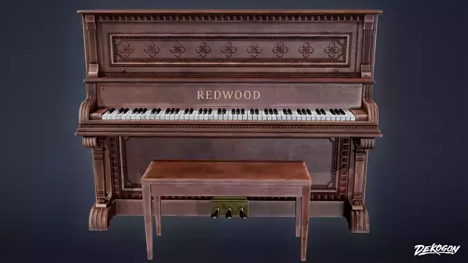 DIVE BAR - Wooden Bar Piano 01 - LOW POLY