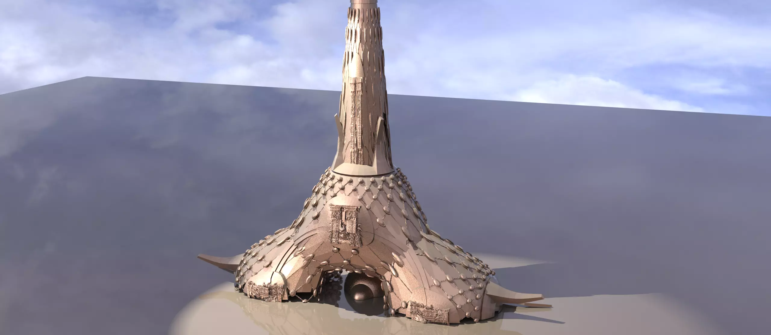 Babylonian Tower relic 3D model_0