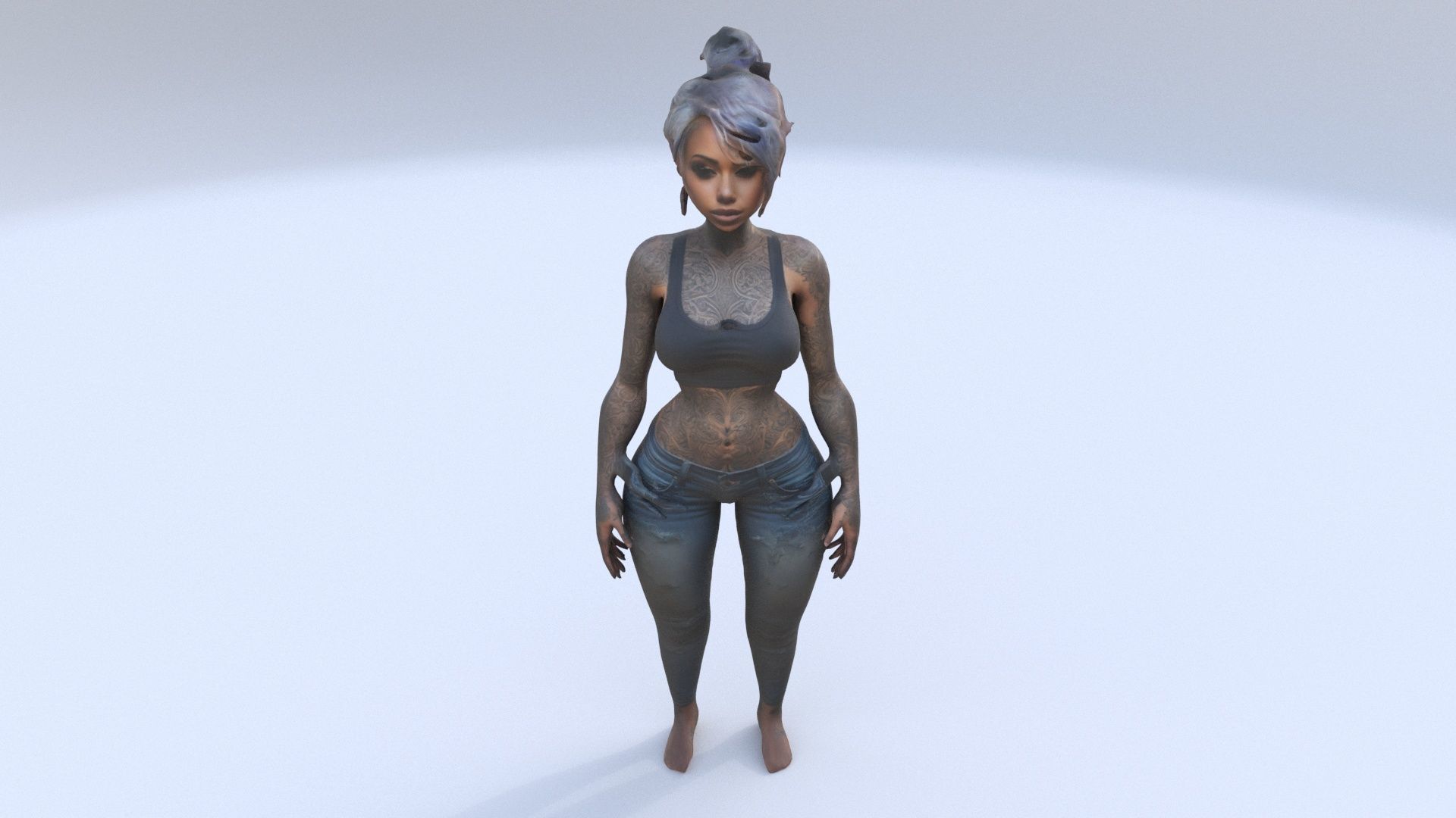 Tattooed Temptress 3D model_1