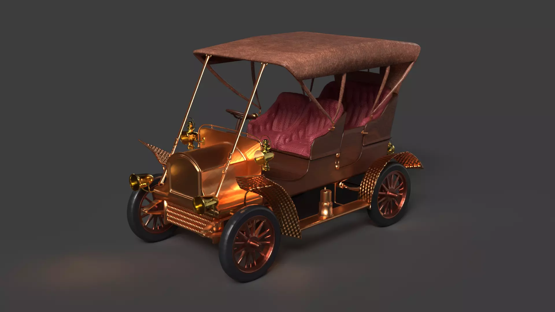 Vintage car Low-poly 3D model_0