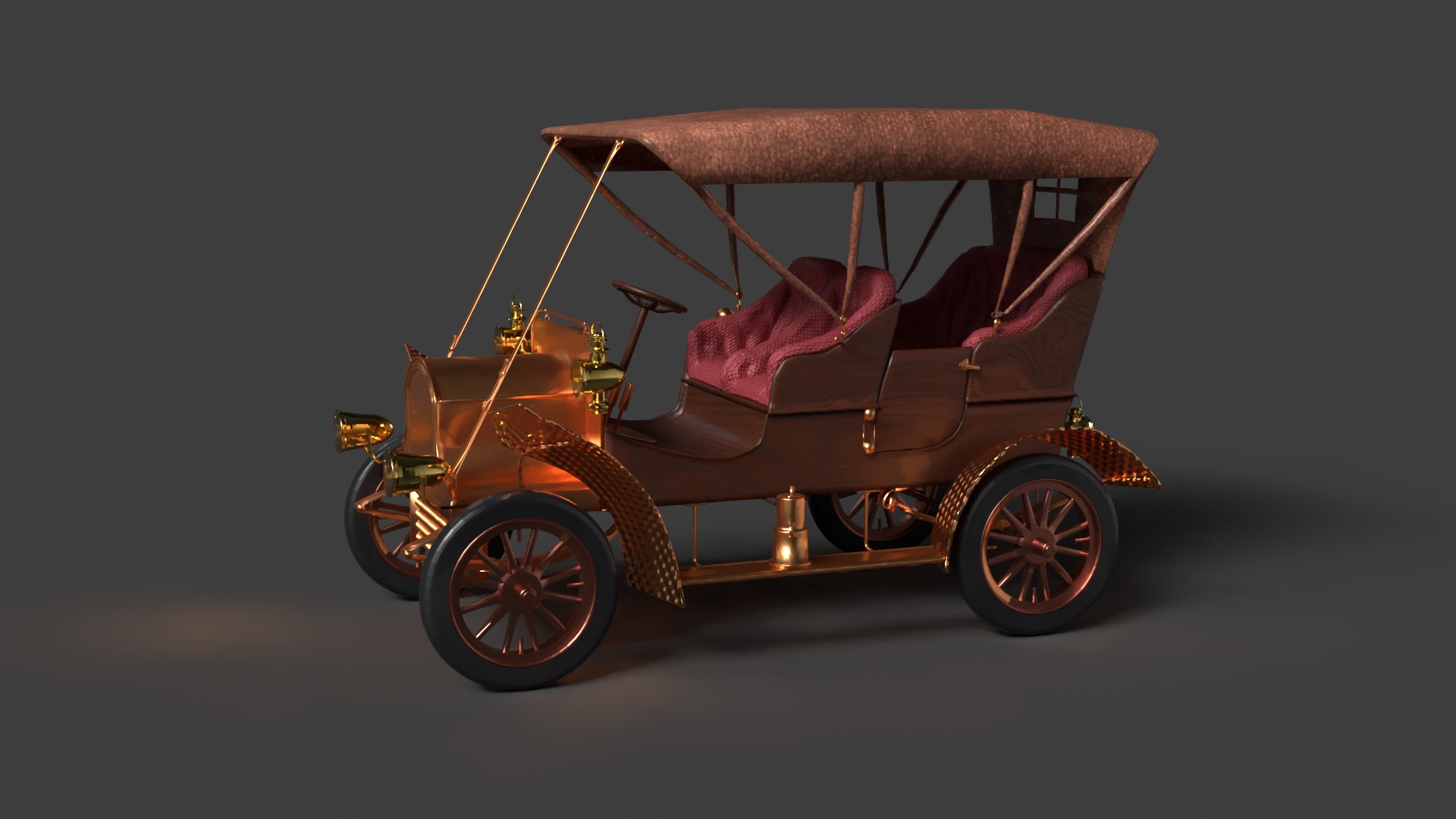 Vintage car Low-poly 3D model_2