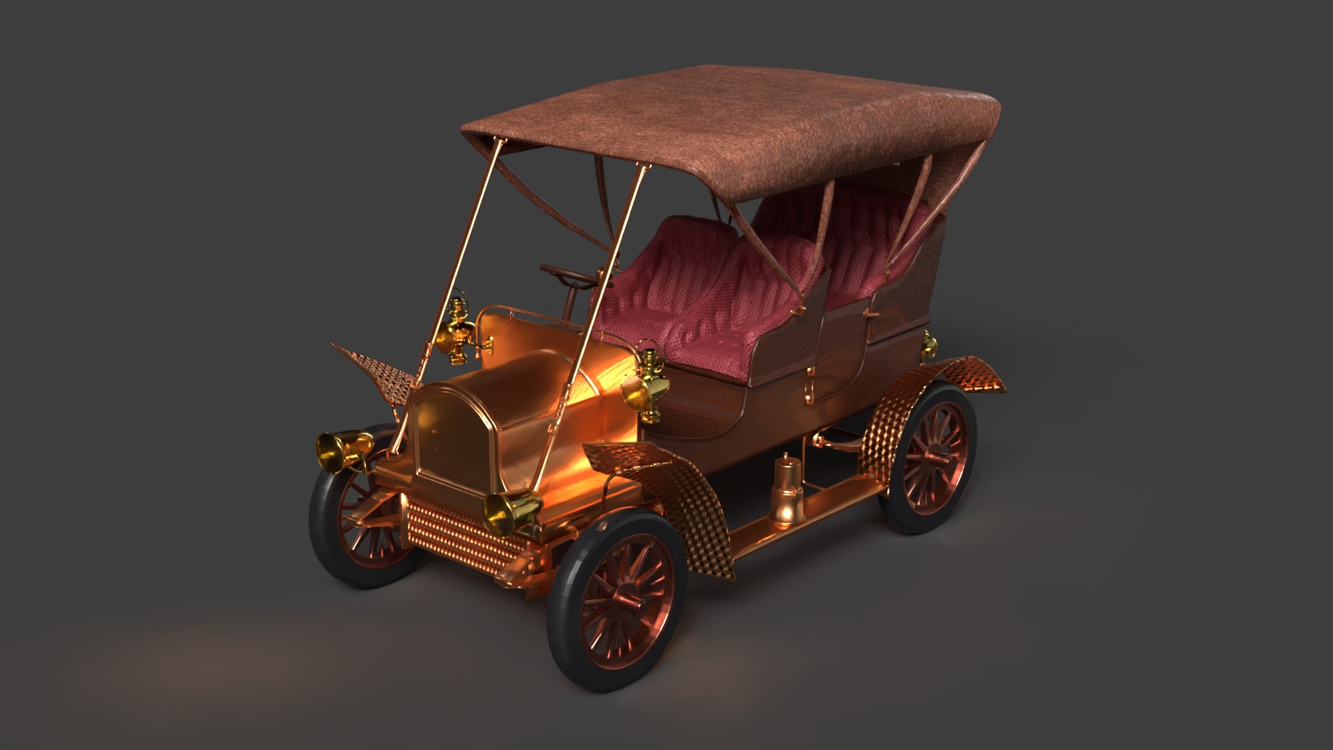 Vintage car Low-poly 3D model_3