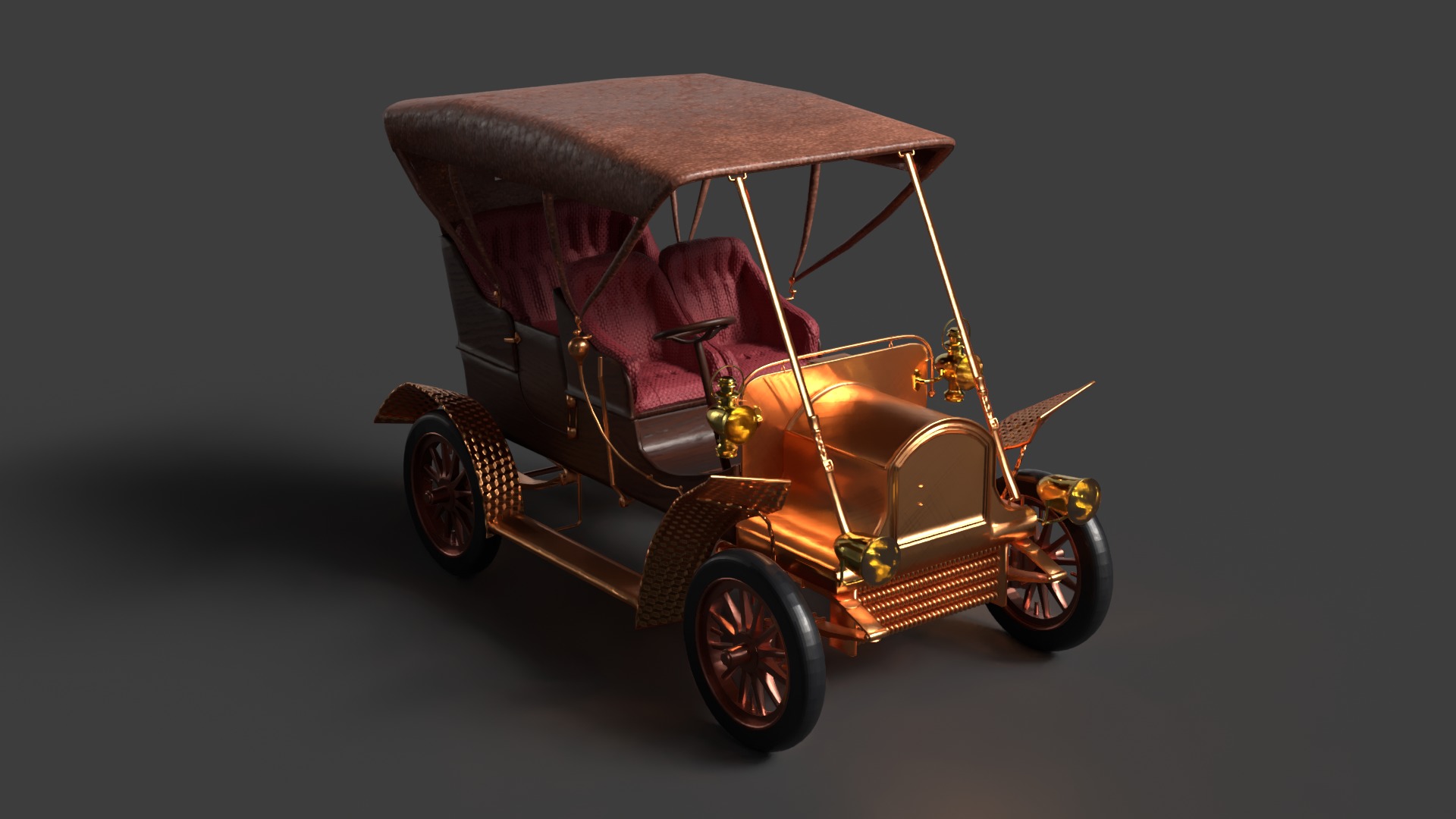Vintage car Low-poly 3D model_4