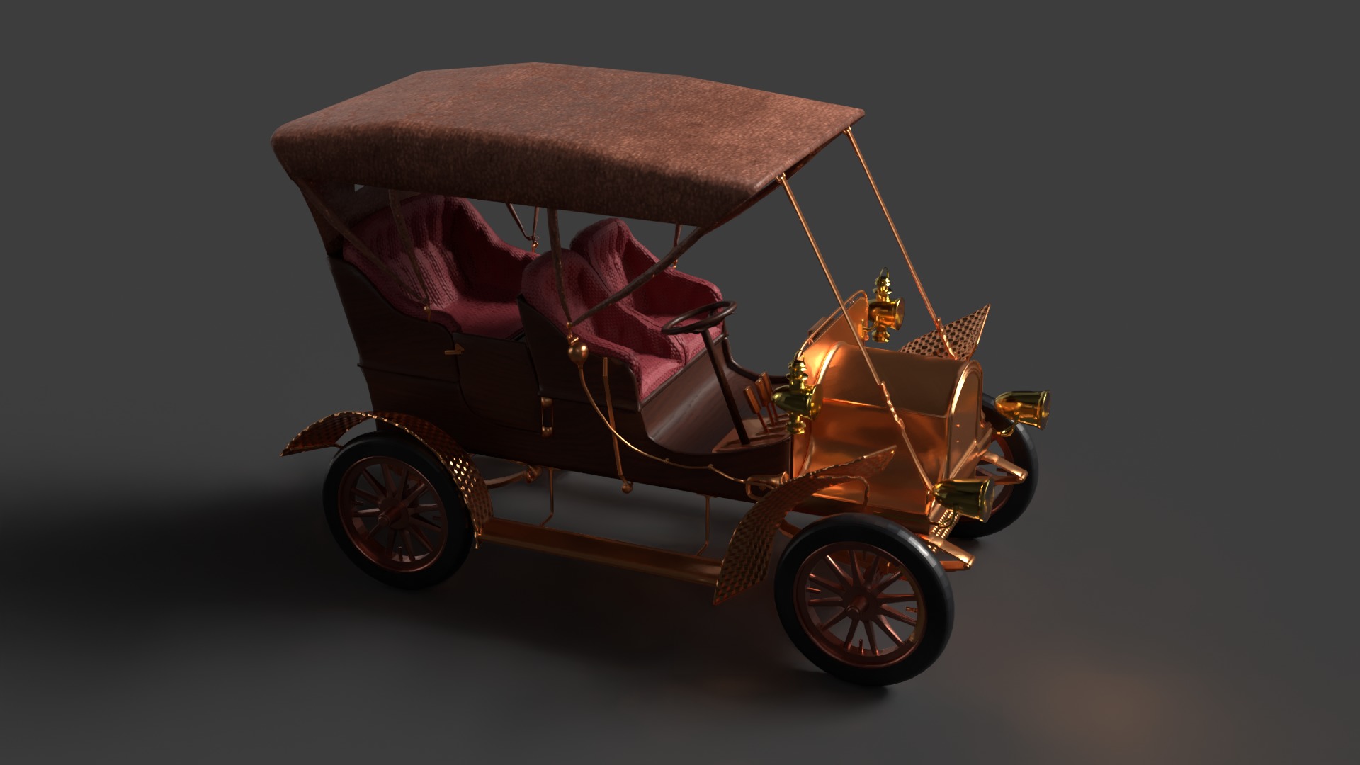 Vintage car Low-poly 3D model_5
