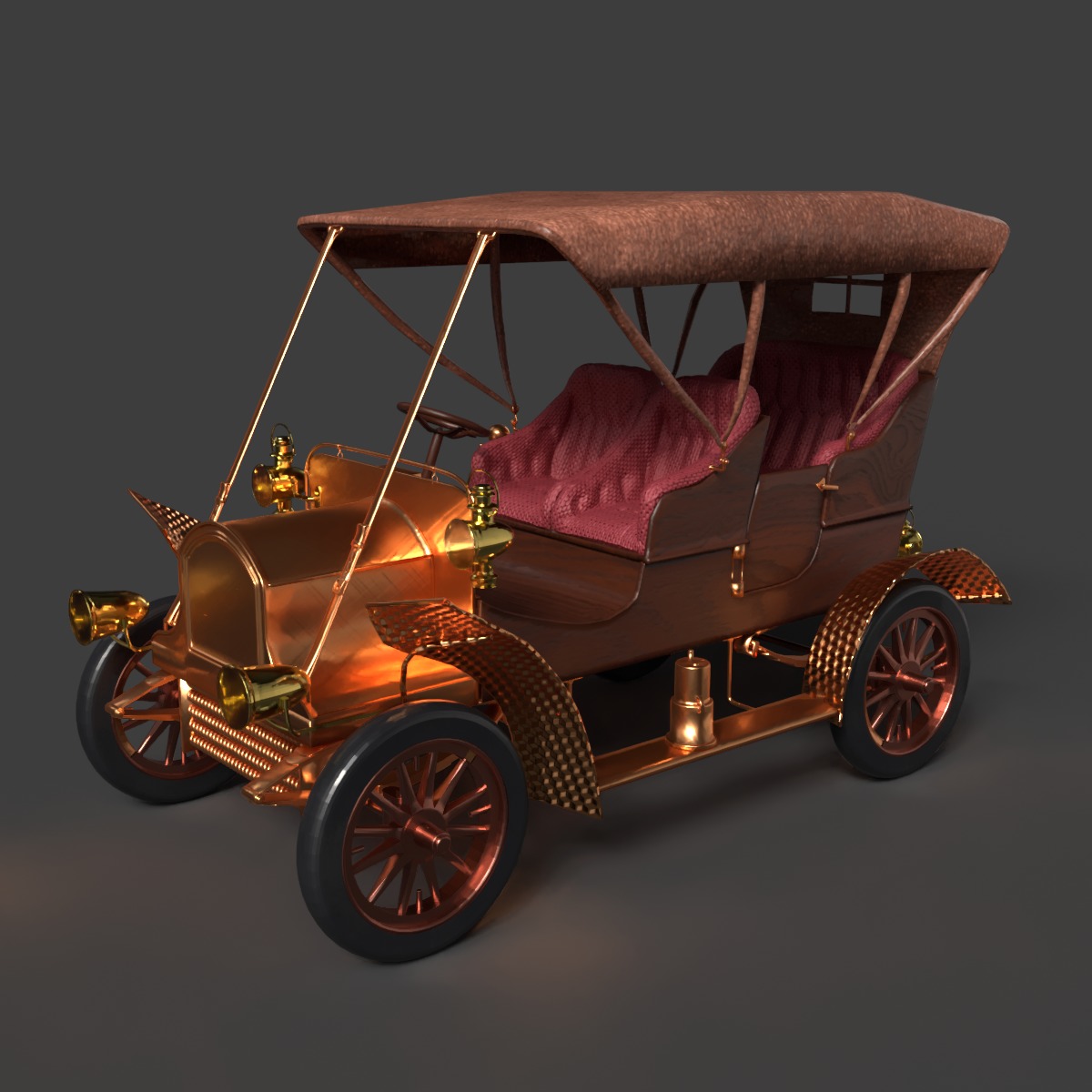 Vintage car Low-poly 3D model_6