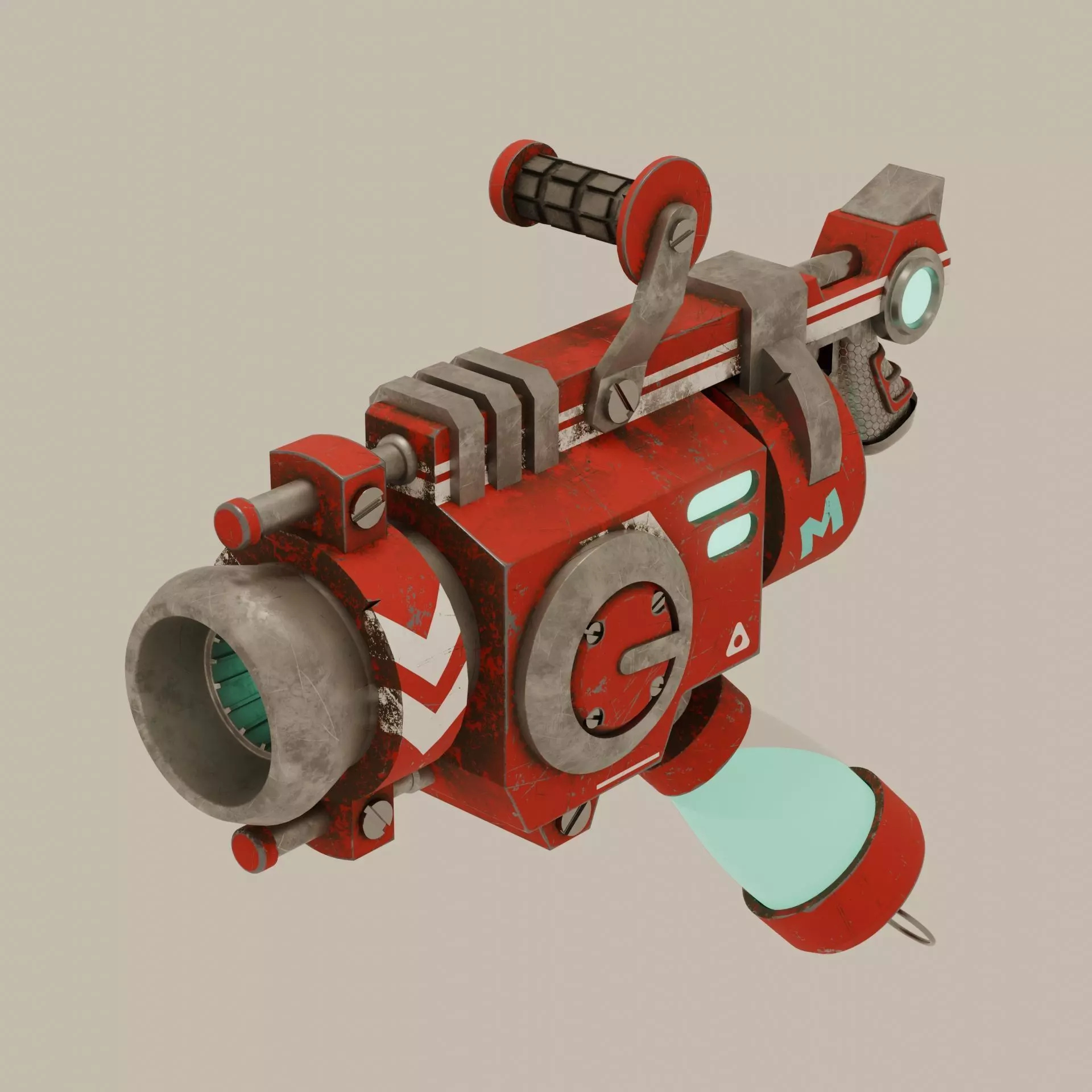 Tech-Gun Low-poly 3D model_0