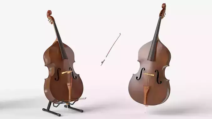 Double Bass Music instrument with Bow and Stand