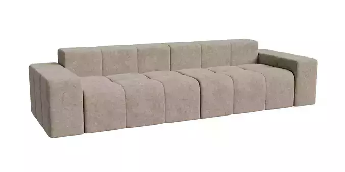 Beige Velvet Rectangle Upholstered Sofa